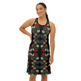 Floral Roses Beadwork Print Women's Racerback Dress