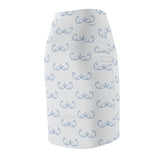 Wabanaki Double Curve in Periwinkle Women's Pencil Skirt