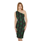 Tobacco Beadwork Print Shoulder Dress