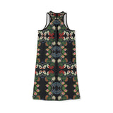 Floral Roses Beadwork Print Women's Racerback Dress