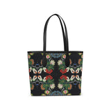 Eastern Woodlands Floral Roses and Fruit Beadwork Print Leather City Shopper