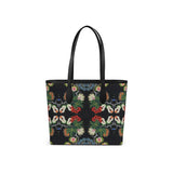 Eastern Woodlands Floral Roses and Fruit Beadwork Print Leather City Shopper