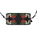Eastern Woodlands Floral Roses and Fruit Beadwork Print Leather Round Box Bag