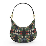 Eastern Woodlands Floral Roses and Fruit Beadwork Print Curve Hobo Bag