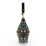 Eastern Woodlands Floral Roses and Fruit Beadwork Print Curve Hobo Bag