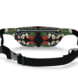 Eastern Woodlands Floral Roses and Fruit Beadwork Print Fanny Pack