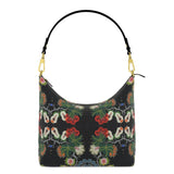 Eastern Woodlands Floral Roses and Fruit Beadwork Print Square Hobo Bag