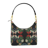 Eastern Woodlands Floral Roses and Fruit Beadwork Print Square Hobo Bag