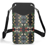 Eastern Woodlands Floral Roses and Fruit Beadwork Print Leather Phone Case With Strap