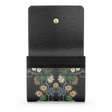 Eastern Woodlands Floral Roses and Fruit Beadwork Print Small Leather Foldover Purse