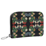 Eastern Woodlands Floral Roses and Fruit Beadwork Print Small Leather Zip Purse