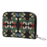 Eastern Woodlands Floral Roses and Fruit Beadwork Print Small Leather Zip Purse