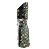 Eastern Woodlands Floral Roses & Fruit Beadwork Print Wrap Dress
