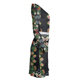 Eastern Woodlands Floral Roses & Fruit Beadwork Print Wrap Dress