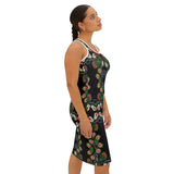 Floral Roses Beadwork Print Women's Racerback Dress