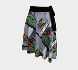 Deer & Hawk In Winter Indigenous Designer Wrap Skirt