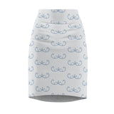 Wabanaki Double Curve in Periwinkle Women's Pencil Skirt