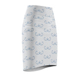 Wabanaki Double Curve in Periwinkle Women's Pencil Skirt