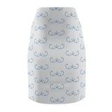 Wabanaki Double Curve in Periwinkle Women's Pencil Skirt