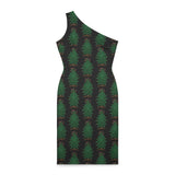 Tobacco Beadwork Print Shoulder Dress