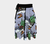 Deer & Hawk In Winter Indigenous Designer Wrap Skirt