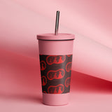 Three Tipis in Red Insulated tumbler with a straw