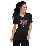 Eastern Woodlands Style Floral Uterus - Short Sleeve V-Neck T-Shirt