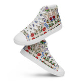 Eastern Woodland Floral Tan Women’s High Top Canvas Shoes