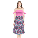 Star Quilt Shoulder Tie Mid-Length Dress