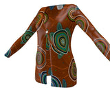 Beadwork Turtle Island - Earth Tones - Luxury Ladies Cardigan With Pockets
