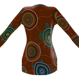 Beadwork Turtle Island - Earth Tones - Luxury Ladies Cardigan With Pockets