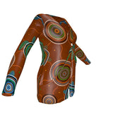 Beadwork Turtle Island - Earth Tones - Luxury Ladies Cardigan With Pockets