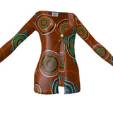 Beadwork Turtle Island - Earth Tones - Luxury Ladies Cardigan With Pockets