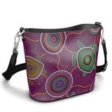 Beadwork Turtle Island - Elderberry Seas - "Chief's Wifey" - Penzance Large - Luxury Leather Bucket Handbag