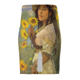 "Gizos ta Gizos" - Original Artwork by A. Foll - Soft Stretch Velour "The Marilyn" Pencil Skirt