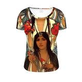 Carolina Rose - Original Art by A. Foll - Ladies Designer Scoop Neck