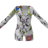 Maritime Floral - Ladies Designer Cardigan With Pockets