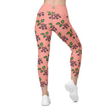 Sata Blueberries - Rose Bud - Crossover Leggings with Pockets