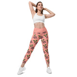 Sata Blueberries - Rose Bud - Crossover Leggings with Pockets