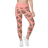 Sata Blueberries - Rose Bud - Crossover Leggings with Pockets
