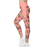Sata Blueberries - Rose Bud - Crossover Leggings with Pockets