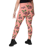 Sata Blueberries - Rose Bud - Crossover Leggings with Pockets