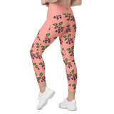 Sata Blueberries - Rose Bud - Crossover Leggings with Pockets