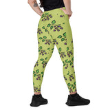 Sata Blueberries - Wild Willows - Crossover Leggings with Pockets