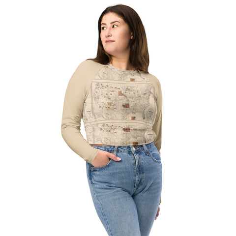 1888 Map of the Indian Reservations within the United States and Territories - Long-Sleeve Crop Top