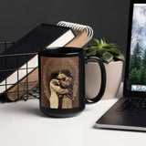 Qunukamken - Sweethearts I - Black Glossy Mug - Indigenous Art Nouveau