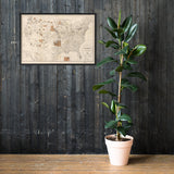 1888 Map of the Indian Reservations within the United States and Territories - Framed Matte Paper Poster