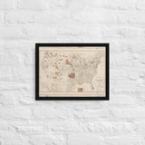 1888 Map of the Indian Reservations within the United States and Territories - Framed Canvas
