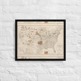 1888 Map of the Indian Reservations within the United States and Territories - Framed Canvas