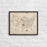 1888 Map of the Indian Reservations within the United States and Territories - Framed Canvas